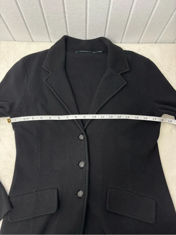 Lauren Ralph Lauren Black Cotton Sweater-Knit Blazer‎ size S - Image 9