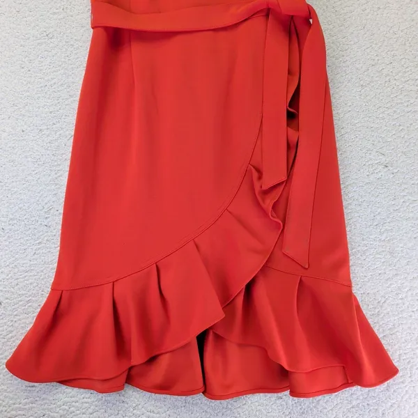 Calvin Klein Womens Clay Orange Ruffle Faux Wrap Sheath Dress‎ CD2C12U7 Size 8 - Image 8
