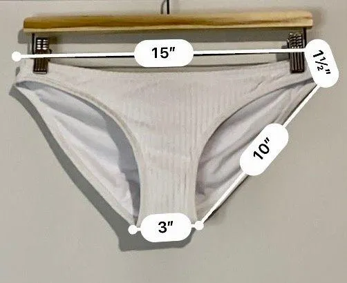 Women’s Ribbed Hipster Bikini Swim Bottom White Size Medium NWT - Image 6