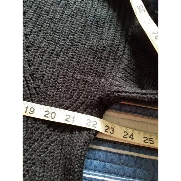 BP Black Chunky Knit Cropped Long Sleeve Oversized Sweater Mock Neck Womens Sz L - Image 7