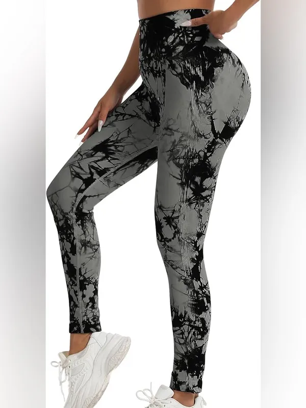 Amazon Tik Tok Tie Dye Butt Lifting Seamless Scrunch Butt High Waisted Leggings L, NEW - Image 5