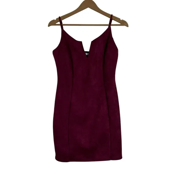 NWT Iris Mini Dress Womens M Maroon Faux Suede Bodycon Sleeveless Cocktail - Image 2