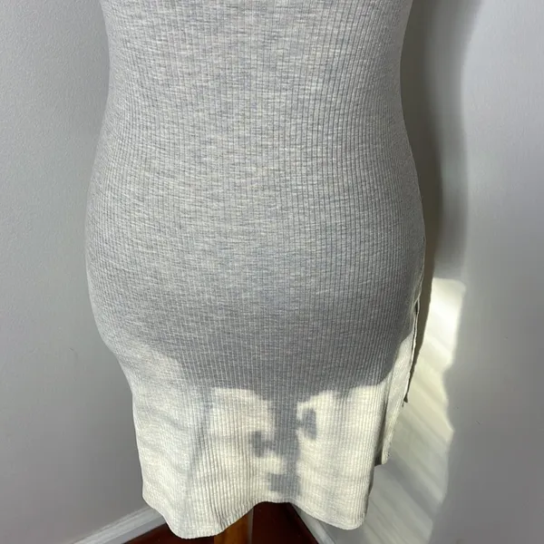 Reformation Jeans Gray Ribbed Mini Dress Shirt Dress Kendy Knit Dress‎ - Image 7