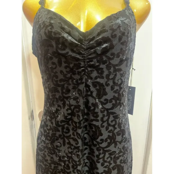 Rachel Zoe Black Velvet Burnout Devoré Midi Dress Whimsigoth 90s Style L - Image 2
