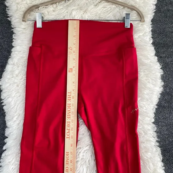 Vs Pink Active Red Leggings Side Pockets Activewear Gym Casual Yoga Pilates - Image 5