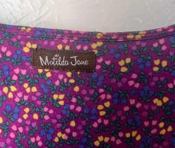 Matilda Jane purple floral layered shirt sleeve top size M - Image 8