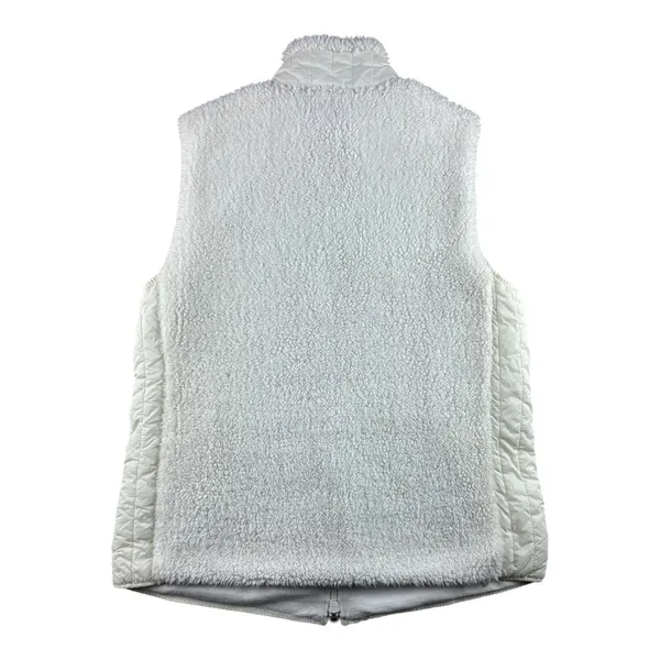 Talbots Womens Cream White Sherpa Fleece Quilted Trim Full Zip Vest Size M Soft - Image 8