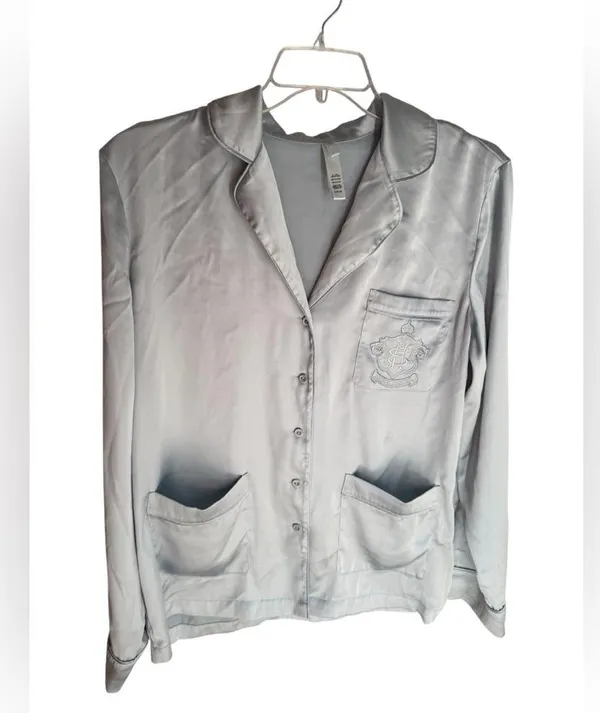 SKIMS Silver Women's Hotel Shine Pajama Top - Image 3