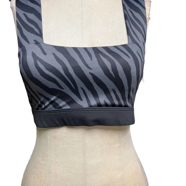 Allfenix Bandeau Sports‎ Bra Tiger Animal Print Stretch Gray Black Size Medium - Image 4
