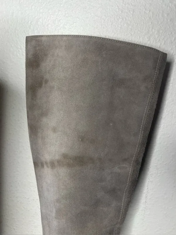 Kate Spade Grey Suede Leather Knee High Curved Wedge Boots Size 7.5 - Image 4