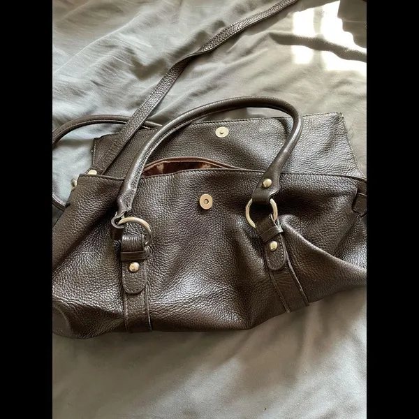 Brown leather handbag, EUC - Image 4