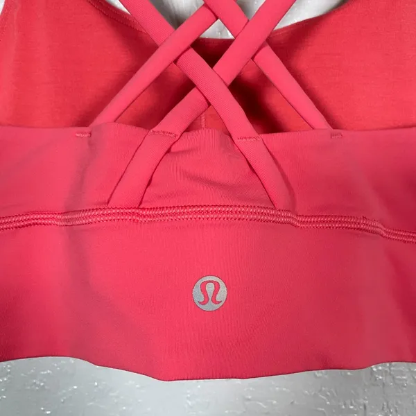 Lululemon Women 4 Coral Pink Energy Sports Bra Long Line Strappy Athleisure - Image 5