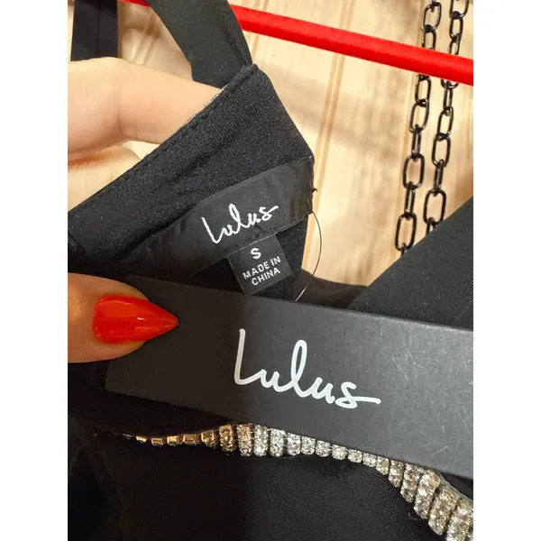 NWT Lulus Glowing Allure Black Rhinestone Sleeveless Bodycon Mini Dress Party S - Image 7