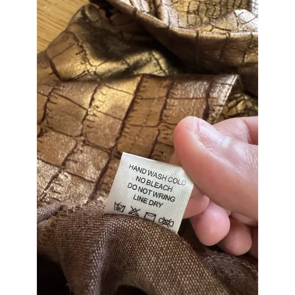 Birch Hill Women‎ Size 1X Button Down Jacket Faux Snake Skin Golden Brown City - Image 11
