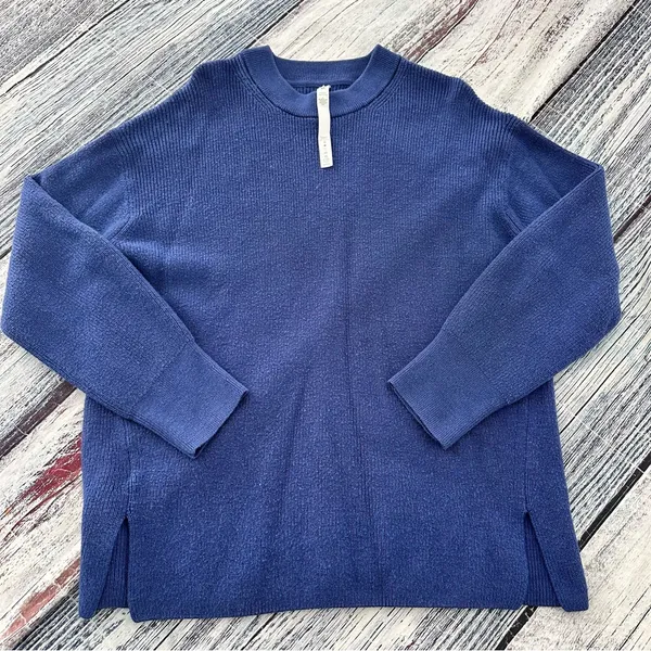 Lululemon Merino Wool-Blend Ribbed Crewneck Sweater Heathered Psychic Blue - Image 2