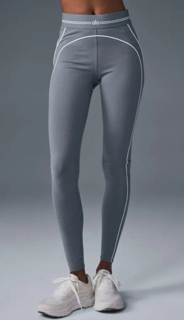 Alo Airbrush High-Waist Heart Throb Legging Steel Grey White Hi-Rise Waisted XS - Image 2