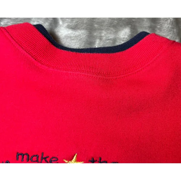 Vintage Christmas Sweatshirt‎ Womens Medium Red Holidays Grandkids Bright - Image 2
