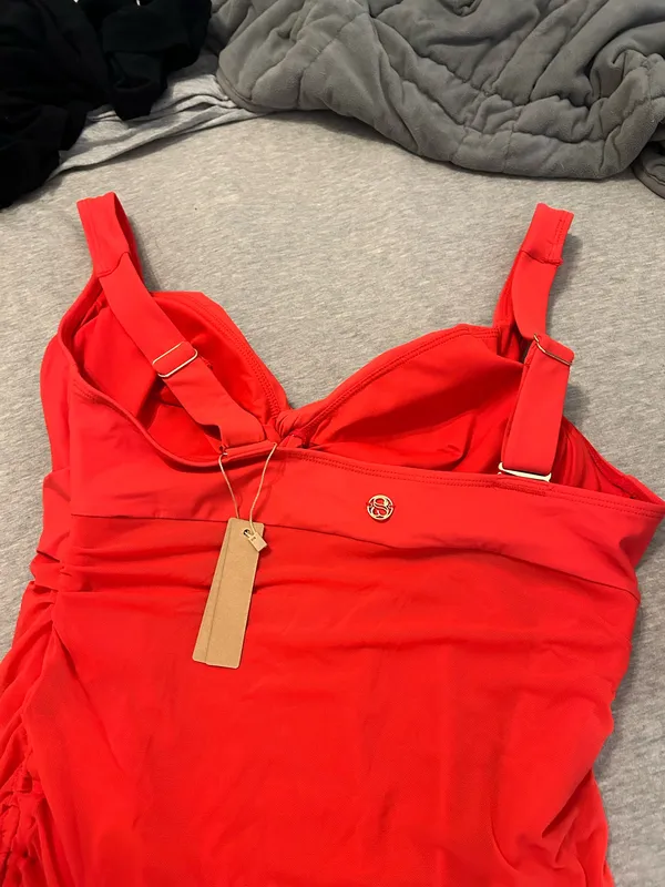 NWT SHAPELLX Smart Sculpt™ Mesh Wrap Shaping Swimsuit Red Size L - Image 3