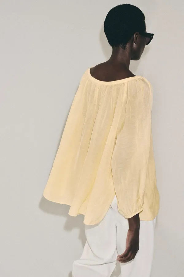 BNWT Zara ZW Collection Pastel Yellow Linen Blend Blouse - Image 3