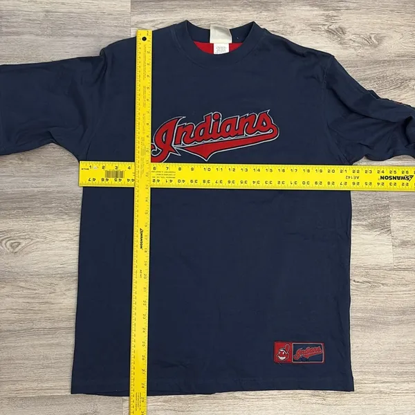 Lee Blue & Red Cleveland Indians Short Sleeve 100% Cotton Women's T-Shirt Size M - Image 7