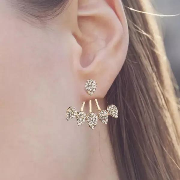 Gold Plated 2 pc Crystal Drop‎ Earrings, 17cm - Image 2