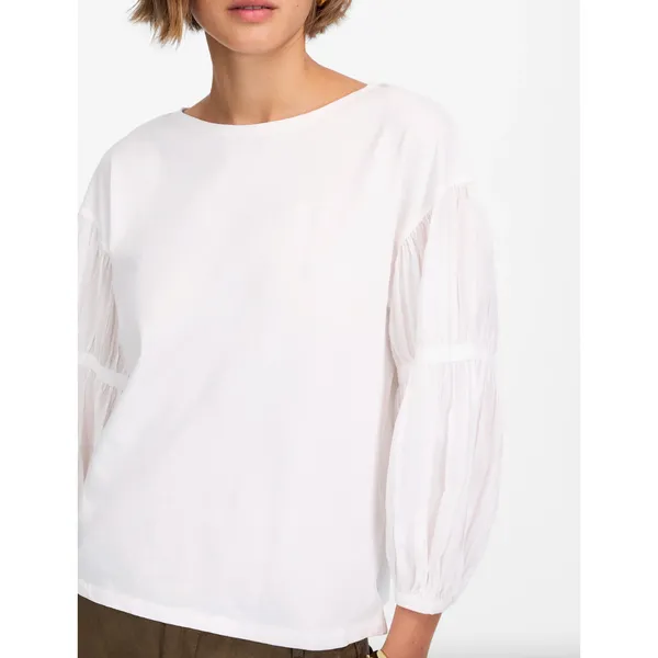 Madewell Puff Sleeve Drop Shoulder Knit Top Cotton Viscose White Small NWT - Image 5