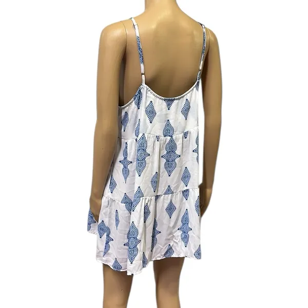 Show Me Your Mumu White Blue Spaghetti Strap Lightweight Pocket Dress Medium - Image 3