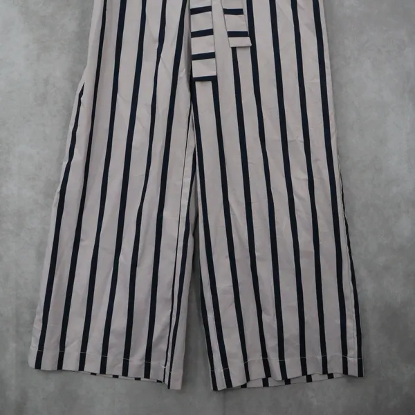 Blue Stripe‎ Belted Wide Leg Boho Pull On Straight Leg Trousers Pant S Small - Image 5