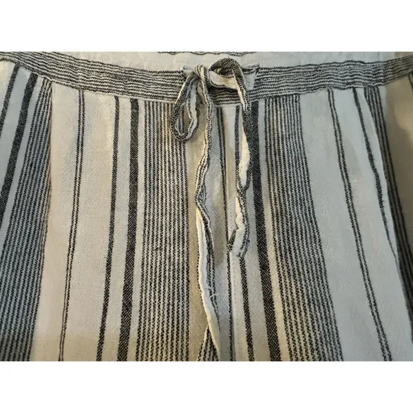 Per Se White And Black Striped Linen Crop Wide Leg Pants Women M Breezy Classic - Image 3