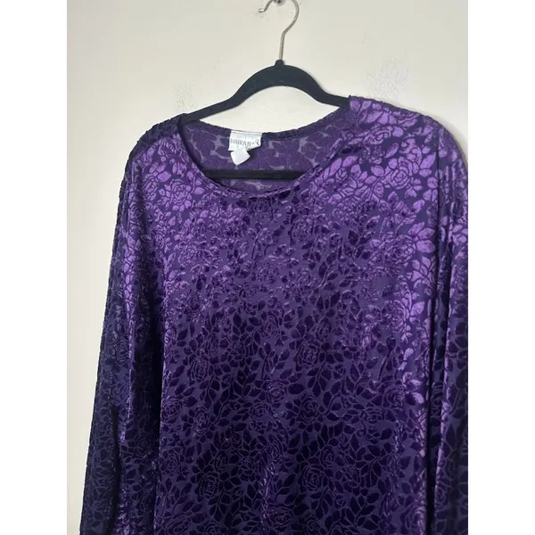 VTG Fashion Bug Womens 26/28 Burnout Velvet Top‎ Purple Fairy Whimsigoth Witchy - Image 2