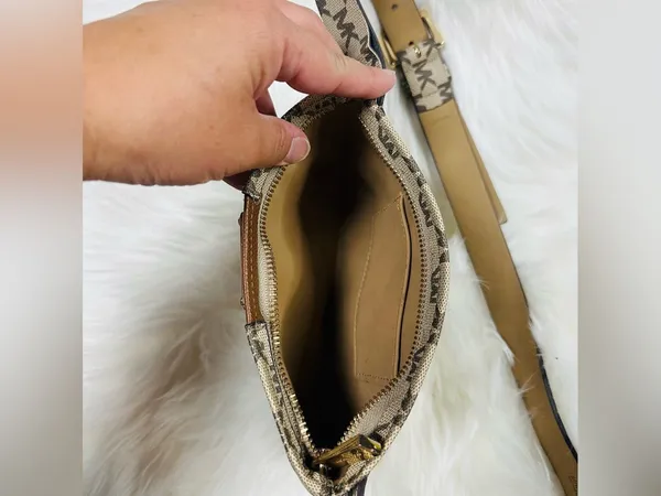 Michael Kors Beige & Brown Mini Crossbody Bag - Image 3