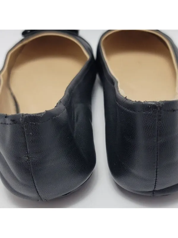 Bamboo Lula Flat Black Faux Leather Bow Ballet Shoe Size 9 - Image 8