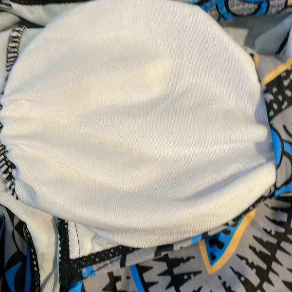 1 piece blue design swimsuit with connected swim shorts - Image 2
