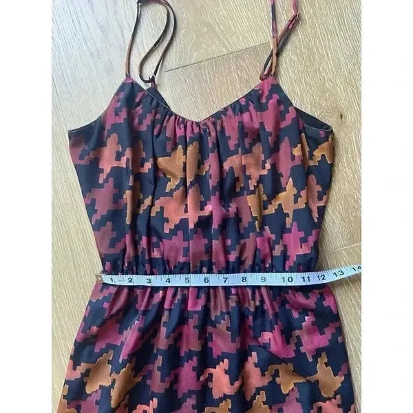 LAVENDER BROWN Orange Pink Burgundy Fall Houndstooth Maxi‎ Dress Size S Small - Image 11