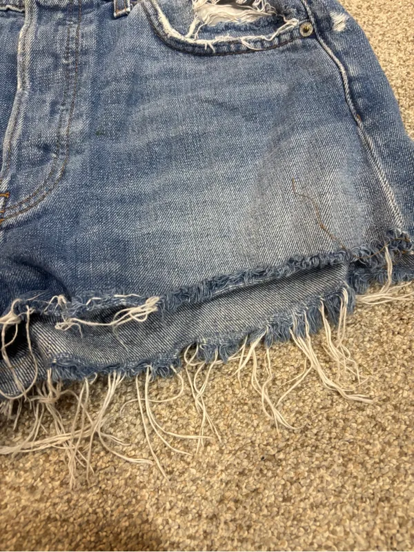 Reformation Size 28 Dixie Jorts High Rise Button Fly Bryce Wash Distressed - Image 14