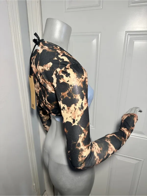 Ksubi Khaos Bolero Mesh Top Womens XS NWT Assorted Abstract Leopard Print Crop - Image 10