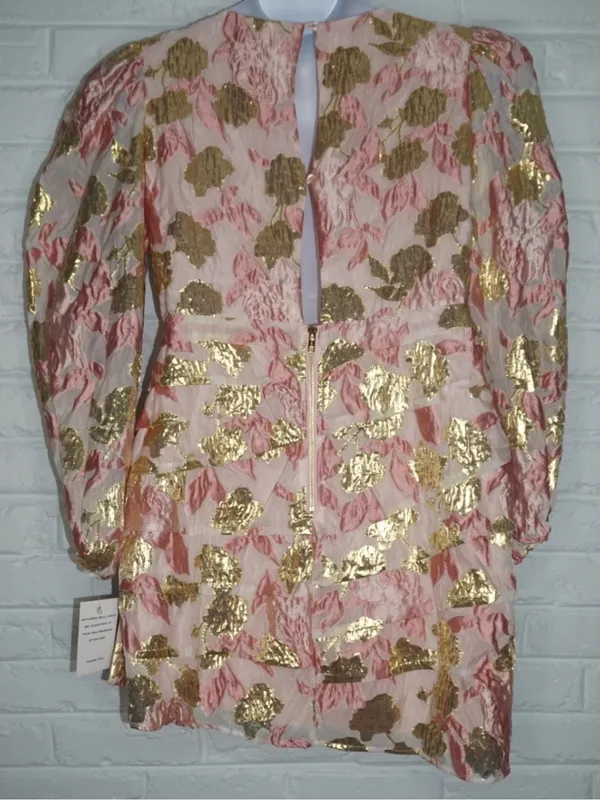 For Love & Lemons Montmartre Pink & Gold Brocade Dress Size: XL NWT Feminine - Image 9