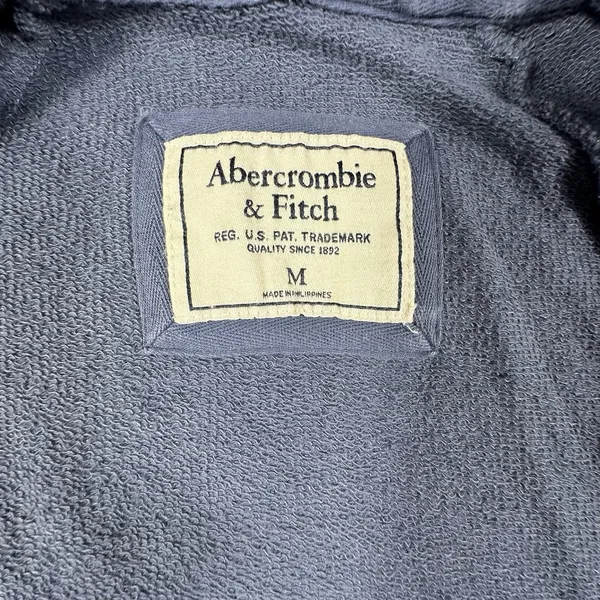 VTG Abercrombie & Fitch Hoodie Women M Blue Embroidered Big Logo Zip Up Y2K 90's - Image 8