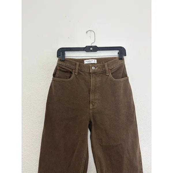 Abercrombie & Fitch Ultra High Rise 90s Straight Leg Jean Size 25 Washed Brown - Image 5
