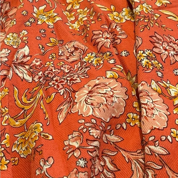HERE COMES THE SUN Women’s Floral Orange Maxi Dress With Spaghetti Straps Size M - Image 5