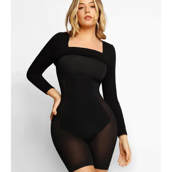 NWT Popilush The Shapewear Dress‎ Long Sleeve Midi in Black Sz XS $100 - Image 5