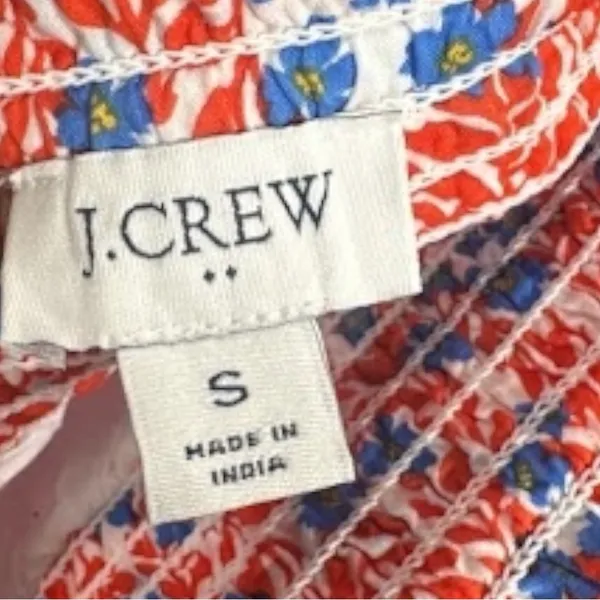 J. Crew Smocked Tiered Floral Mini Skirt – Red & Blue Summer Cotton (S) - Image 3