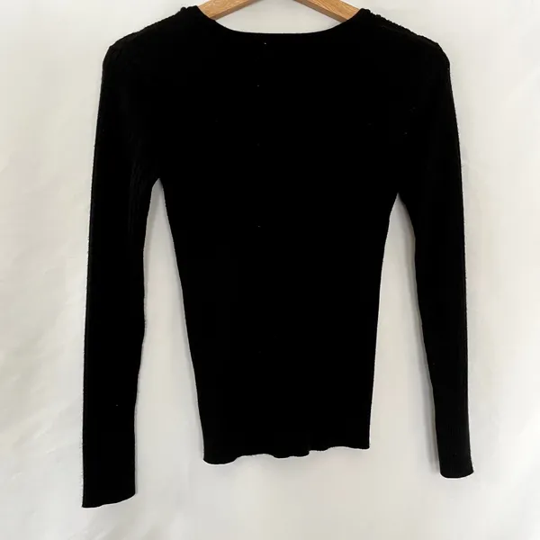 George black ribbed circle neck knit sweater women's S rayon capsule wardrobe - Image 6