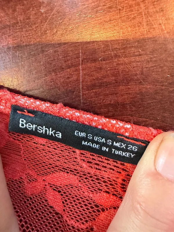 BERSHKA Orange Lace Corset Bra Top Bralette Cropped Size Small - Image 7