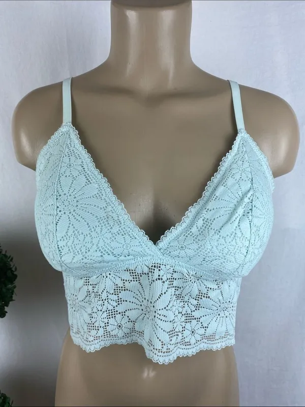 Aerie Sky Blue Lace Padded Bralette Bra Top L - Image 2