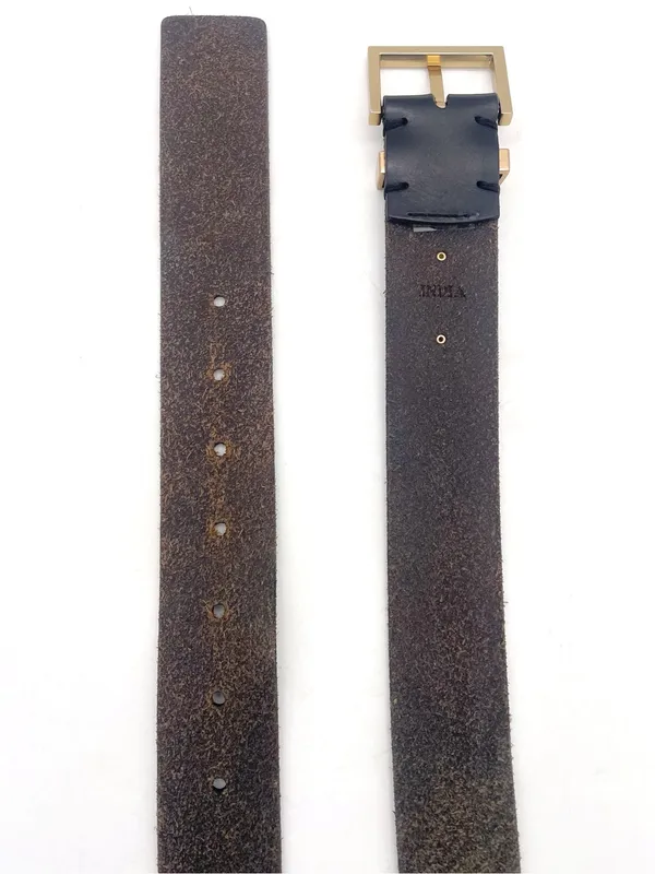 AllSaints Women’s Size S Black Genuine Leather Wide Waist Belt Gold Buckle - Image 8