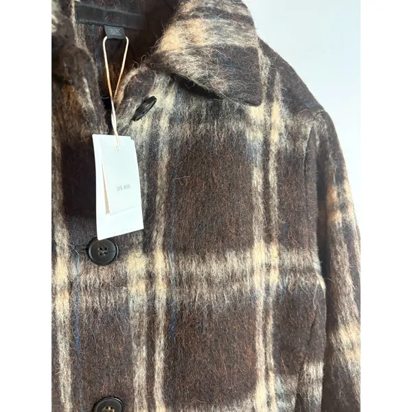 NWT Zara Plaid Wool Blend Jacket Brown Plaid - Image 7