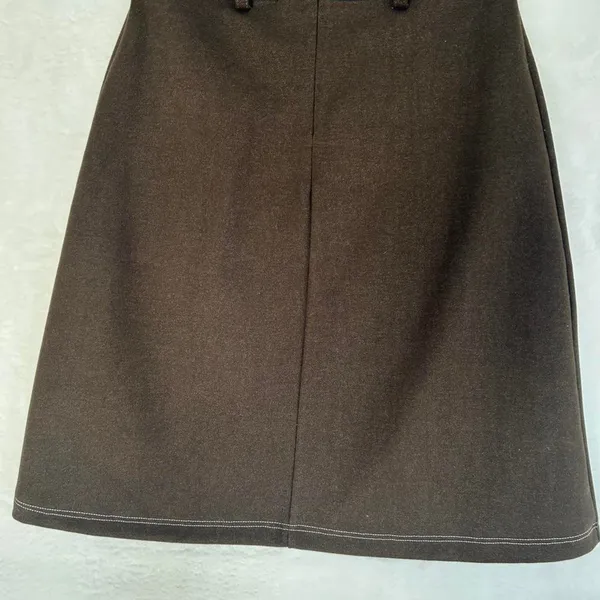 Zara Woman Brown Cargo Mini Skirt Womens‎ Size M Utility A-Line Contrast Stitch - Image 5