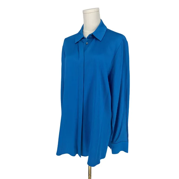 Kobi Halperin Bella Ocean Blue Satin Oversized Button Down Shirt Size M - Image 6