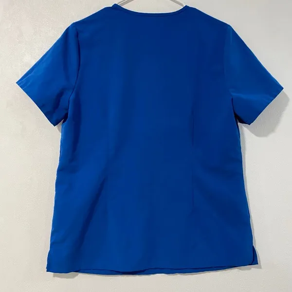 FIGS Scrub Top Medium Royal Blue V Neck Medical Nurse Stretch Pockets - Image 4